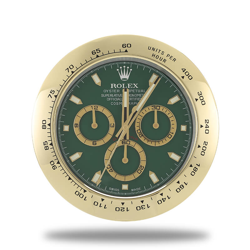 Rolex Daytona Wall Clock - Golden Green