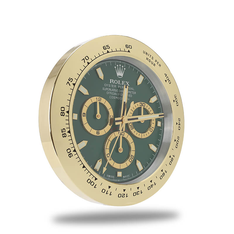 Rolex Daytona Wall Clock - Golden Green