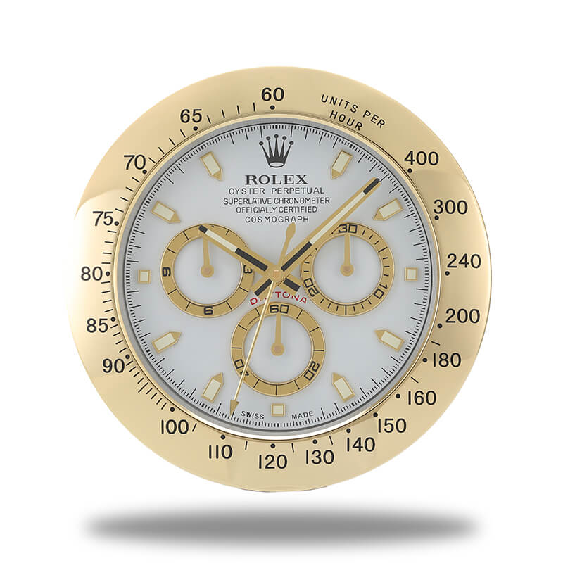 Rolex Daytona Wall Clock - Golden White