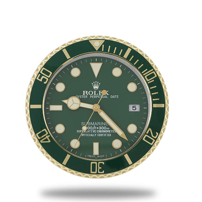 Rolex Submariner Wall Clock - Golden Green