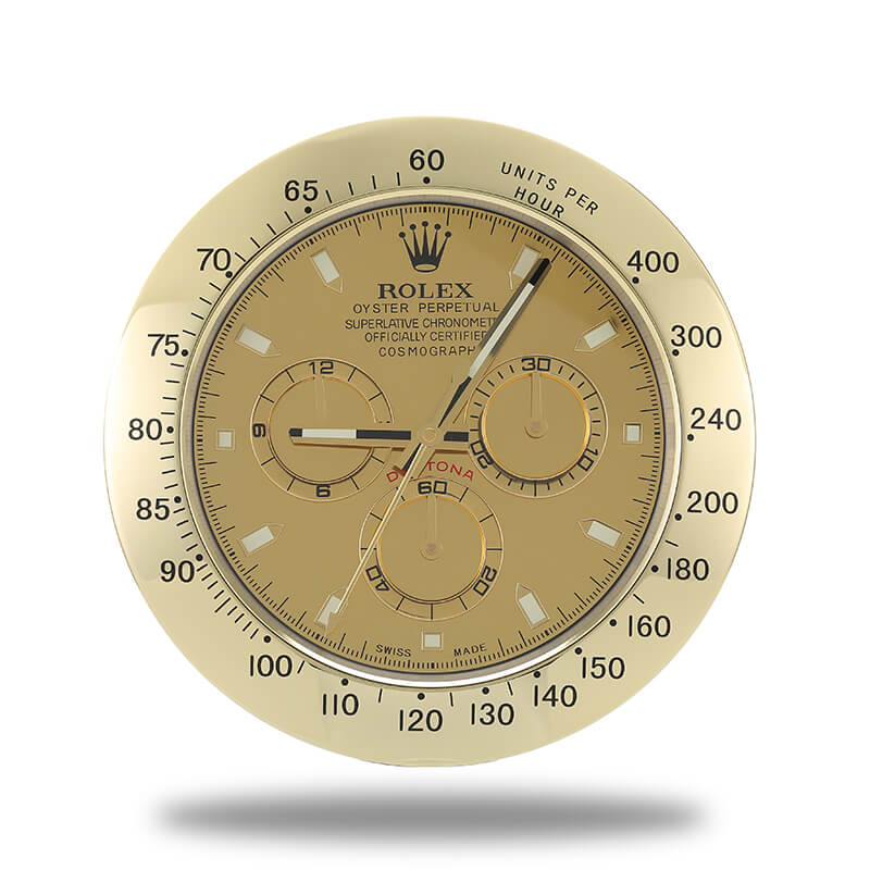 Rolex Daytona Wall Clock - Golden Gold